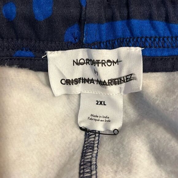Nordstrom Cristina Martinez Mens Shorts 2XL Blue Polka Dot Stripe Sweat  NWT - Picture 3 of 7